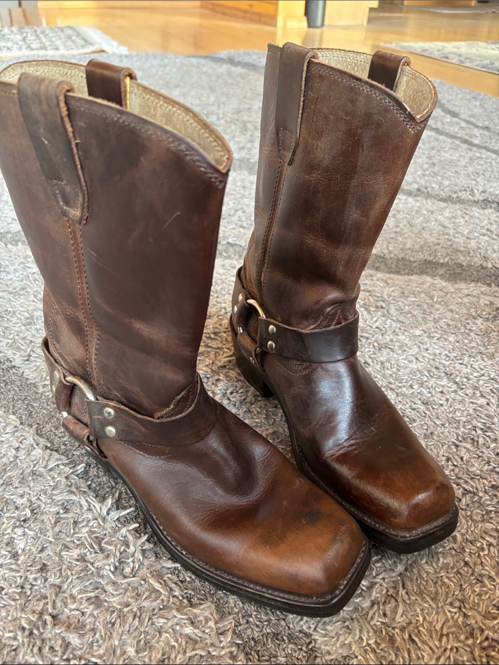 Durango Brown Leather Harness Ankle Boots